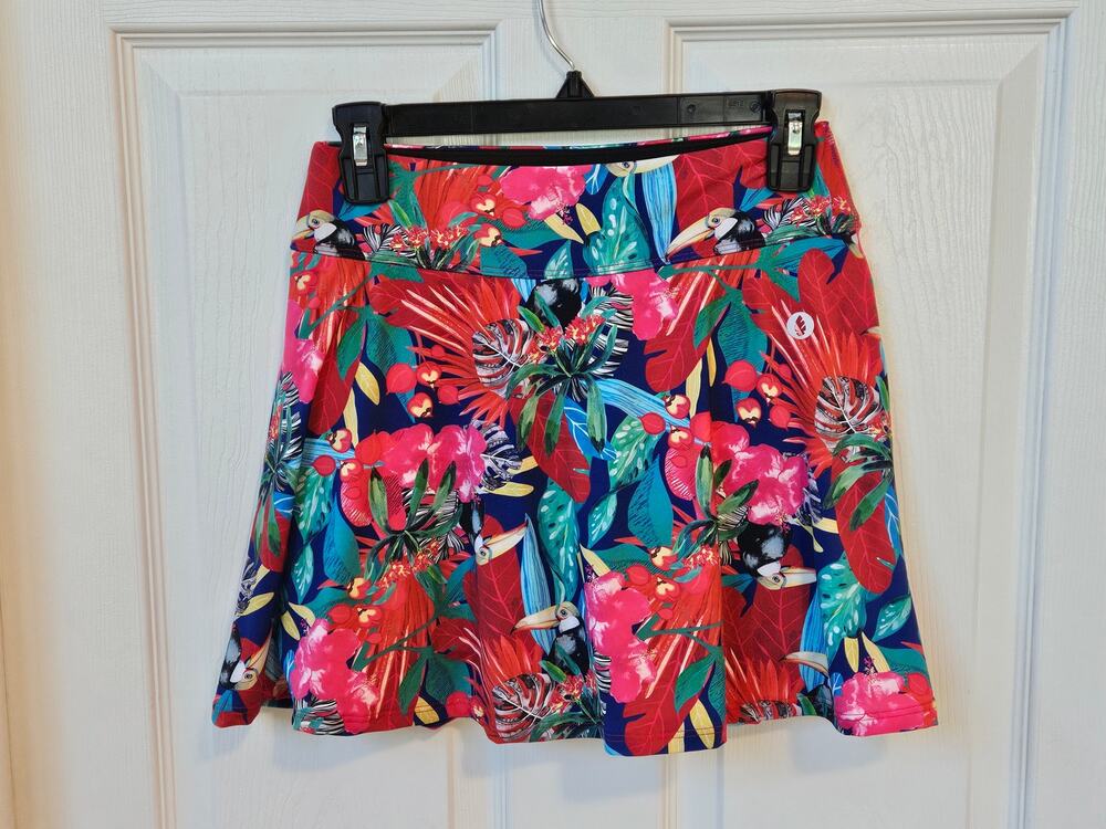 Dona Jo Tropical Toucan Athletic Skort Size M 1.5 Tennis Pickleball Golf